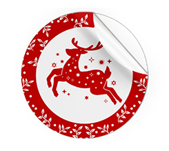 Adesivi rotondi grandi renna rossa