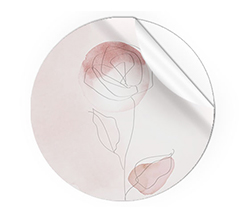Adesivi rotondi grandi con nome rosa stilizzata