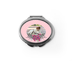 Specchietto ovale da borsetta Rose pois