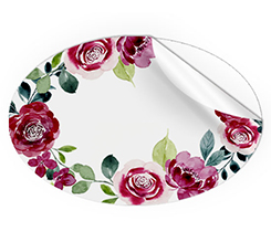 Adesivi ovali grandi con nome rose rosse