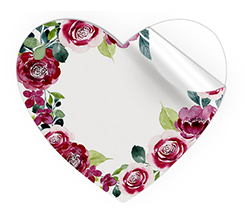 Adesivi cuore grandi con nome rose rosse