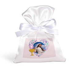 Sacchetto Prima Comunione con Foto e grafica a cuore con Calice