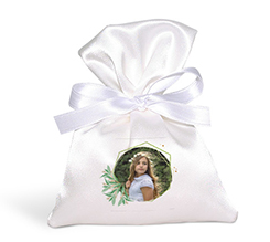 Sacchetto Prima Comunione con foto e grafica Cerchio con Fiori