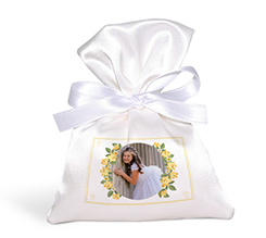 Sacchetto Prima Comunione Cerchio con Foto e Fiori gialli