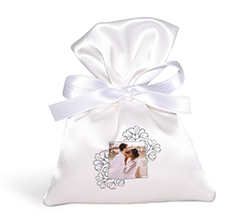 sacchetto confetti matrimonio con cornice di fiorellini disegnati