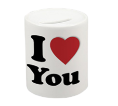 salvadanaio con grafica i love you