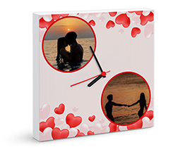 Orologio su tela Collage 2 cerchi e cuori
