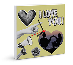 Orologio quadrato su tela I love you Vintage