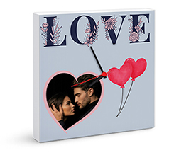 Orologio quadrato su tela Scritta Love