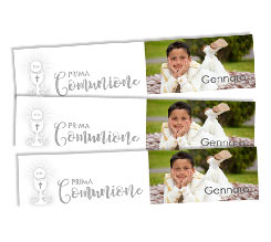 Segnalibro con foto e testo come invito per Comunione
