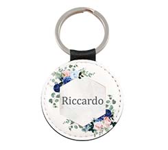 segnaposto matrimonio portachiavi rotondo in pelle