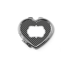 Specchietto a cuore da borsa con grafica Shabby black