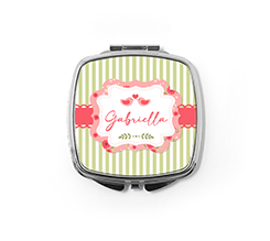 Specchietto quadrato da borsetta Shabby green