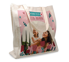 Shopper in Juta Large per la Festa della Mamma grafica Fiori