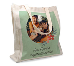 Shopper in Juta Large per la Festa della mamma grafica Foto con Dedica