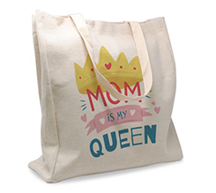 Shopper in Juta Large per la Festa della mamma grafica Mom is my Qeen