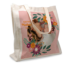 Shopper in Juta Large per la Festa della mamma grafica Cerchio Foto con Fiori
