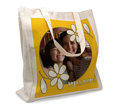 Shopper in Juta Large per la Festa della mamma grafica Cerchio con Margherite