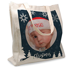 Shopper in Juta Large per Natale grafica Fiocchi di Neve