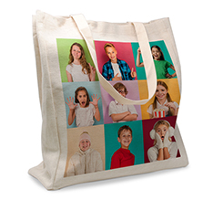 shopper in juta grande foto bambini per maestra