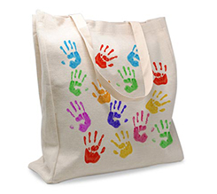 shopper in juta grande per maestre impronte colorate