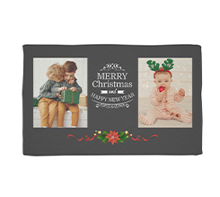 strofinaccio natalizio personalizzato con foto e grafica con vischio e scritta merry christmas