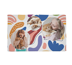 collage di foto stampato su strofinaccio con sfondo colorato