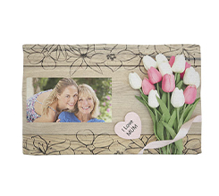 strofinaccio per la festa della mamma personalizzato con foto e grafica con tulipani