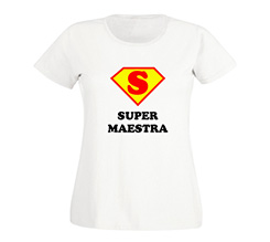 T-shirt Donna in cotone con grafica super maestra