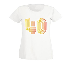 maglietta compleanno da donna con grafica per festeggiare 40 anni