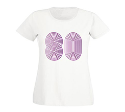 maglietta da donna personalizzata per compleanno con grafica per 80 anni