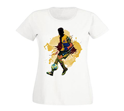 t shirt da donna calcio con grafica calciatore astratto
