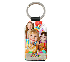 Portachiavi Rettangolare Pelle con foto e grafica palloncini