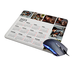 Tappetino mouse con grafica collage 6 riquadri e calendario