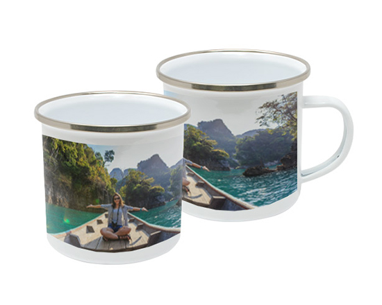 Tazza in metallo smaltata personalizzata con stampa immagini