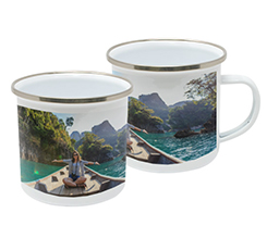 Tazza in metallo smaltato personalizzata con immagine