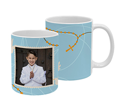 Tazza Prima Comunione con Foto Colombe e Rosario