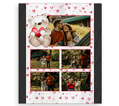 Coperta matrimoniale con foto collage e grafica cuoricini