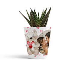 vaso personalizzato per San Valentino con foto e grafica a tema