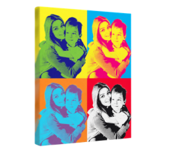 Pop art su tela 4 riquadri stilizzati 2 persone