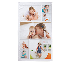 telo mare con foto bimbi e grafica collage con 7 riquadri