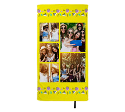 Telo mare in microfibra 80x150 cm Collage 5 riquadri Giallo