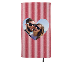 Telo mare in microfibra 80x150 cm Cuore e strisce rosa