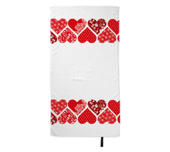 Telo mare in microfibra 80x150 cm con cuori rossi