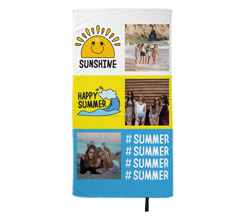 Telo mare in microfibra 80x150 cm Happy summer con 3 riquadri