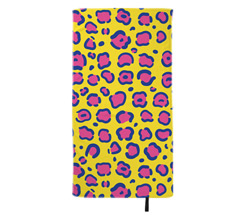 Telo mare in microfibra 80x150 cm con grafica leopardata color giallo e rosa