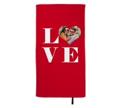 Telo mare in microfibra 80x150 cm con scritta love e riquadro a forma di cuore