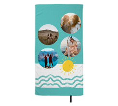 Telo mare in microfibra 80x150 cm Grafica estiva e 4 cerchi
