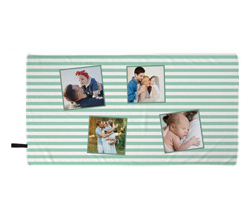 Telo mare in microfibra 80x150 cm Collage 4 riquadri con strisce verdi