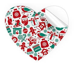 Adesivi cuore grandi Christmas texture